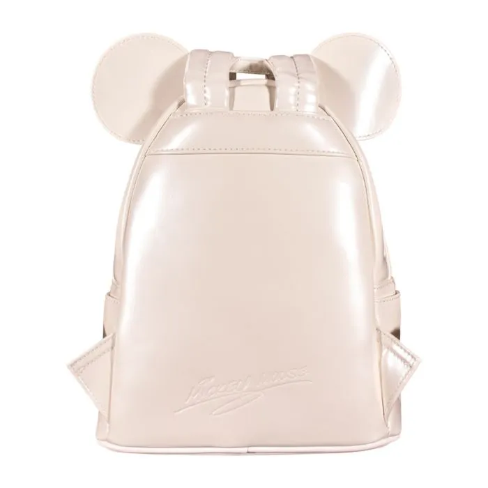 10" Disney - Mickey Mouse Pearl Faux Leather Mini Backpack Bag Loungefly