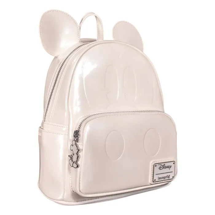 10" Disney - Mickey Mouse Pearl Faux Leather Mini Backpack Bag Loungefly