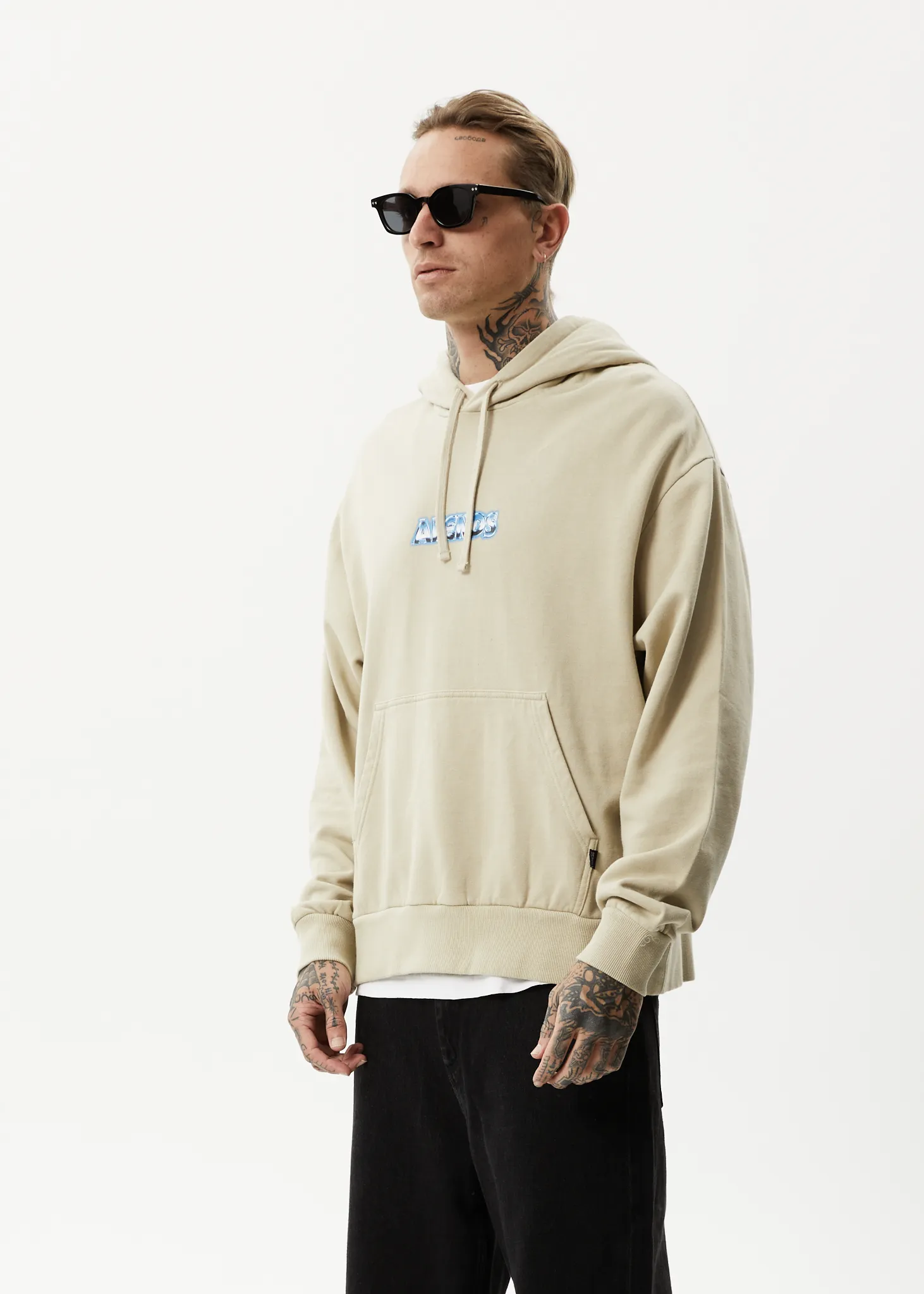 AFENDS Mens Chromed - Hoodie - Cement