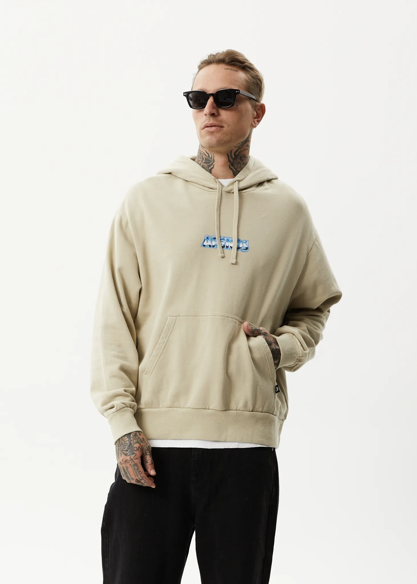 AFENDS Mens Chromed - Hoodie - Cement