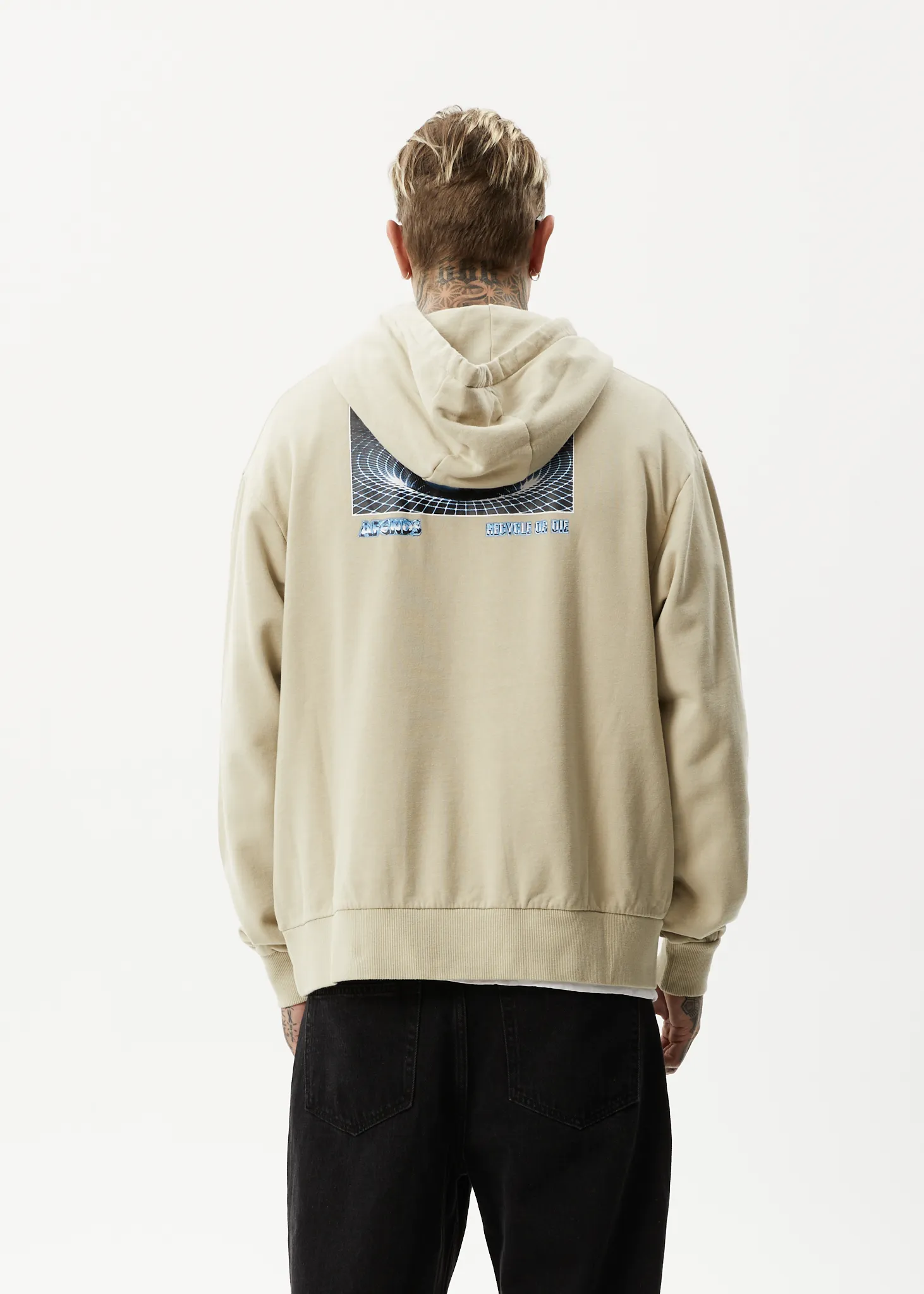 AFENDS Mens Chromed - Hoodie - Cement