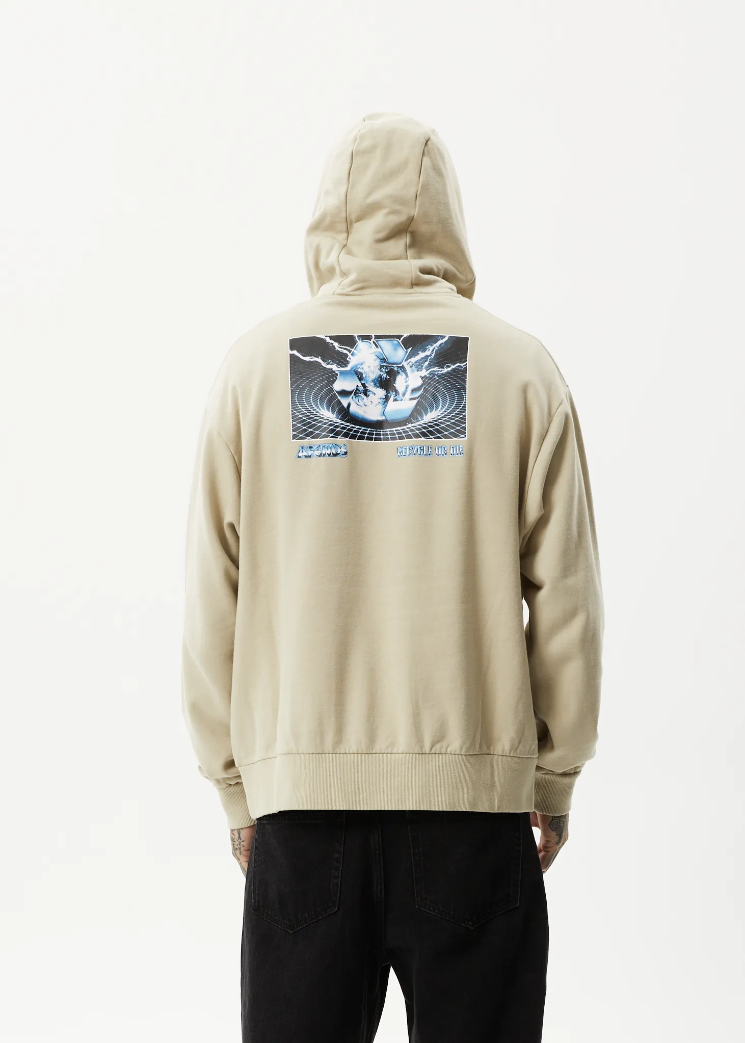 AFENDS Mens Chromed - Hoodie - Cement