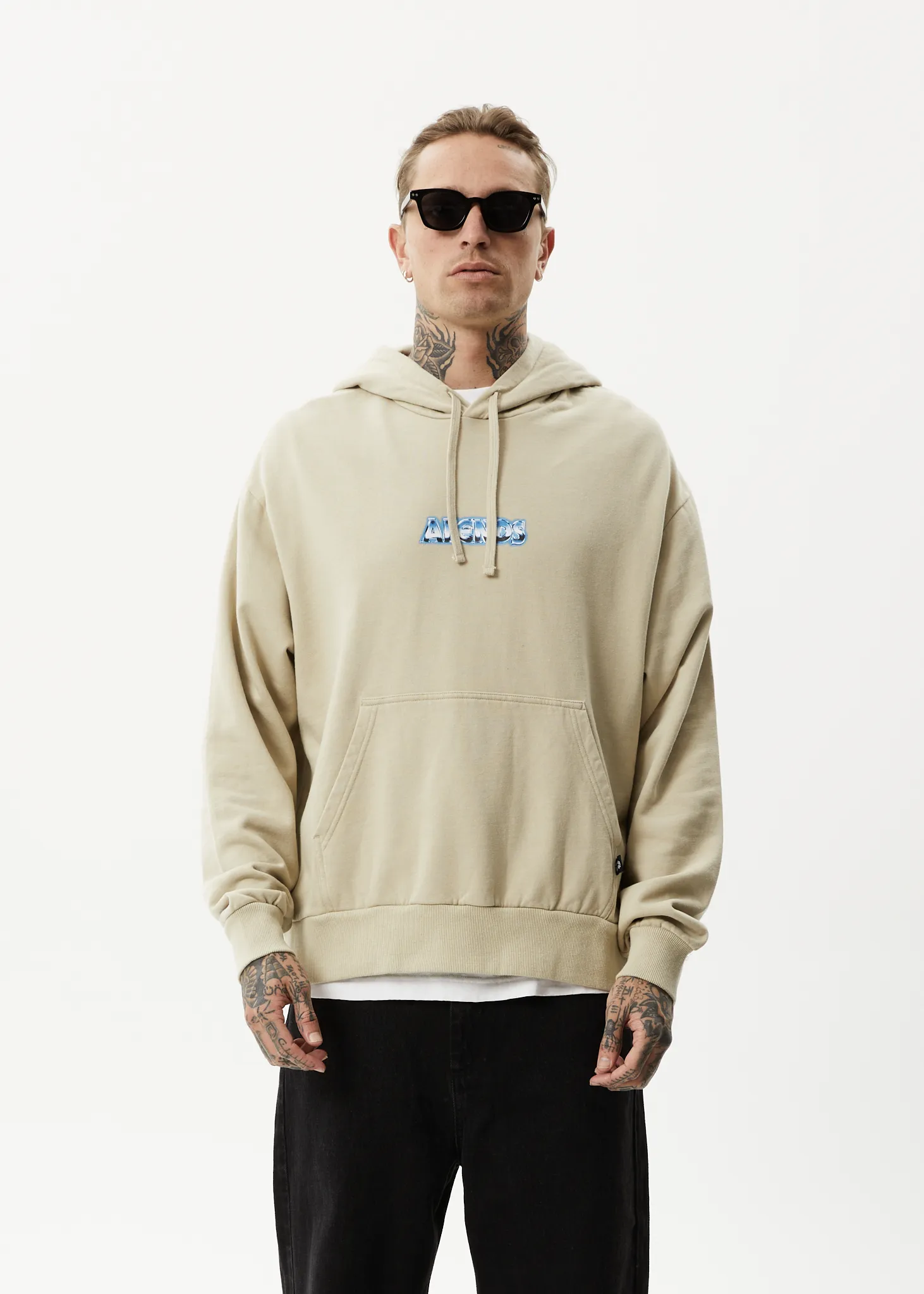 AFENDS Mens Chromed - Hoodie - Cement