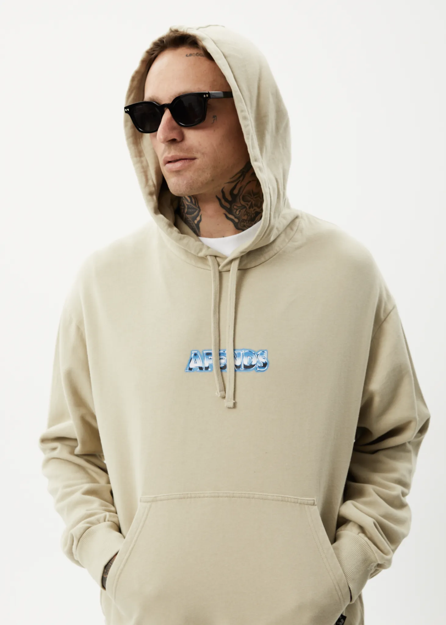 AFENDS Mens Chromed - Hoodie - Cement