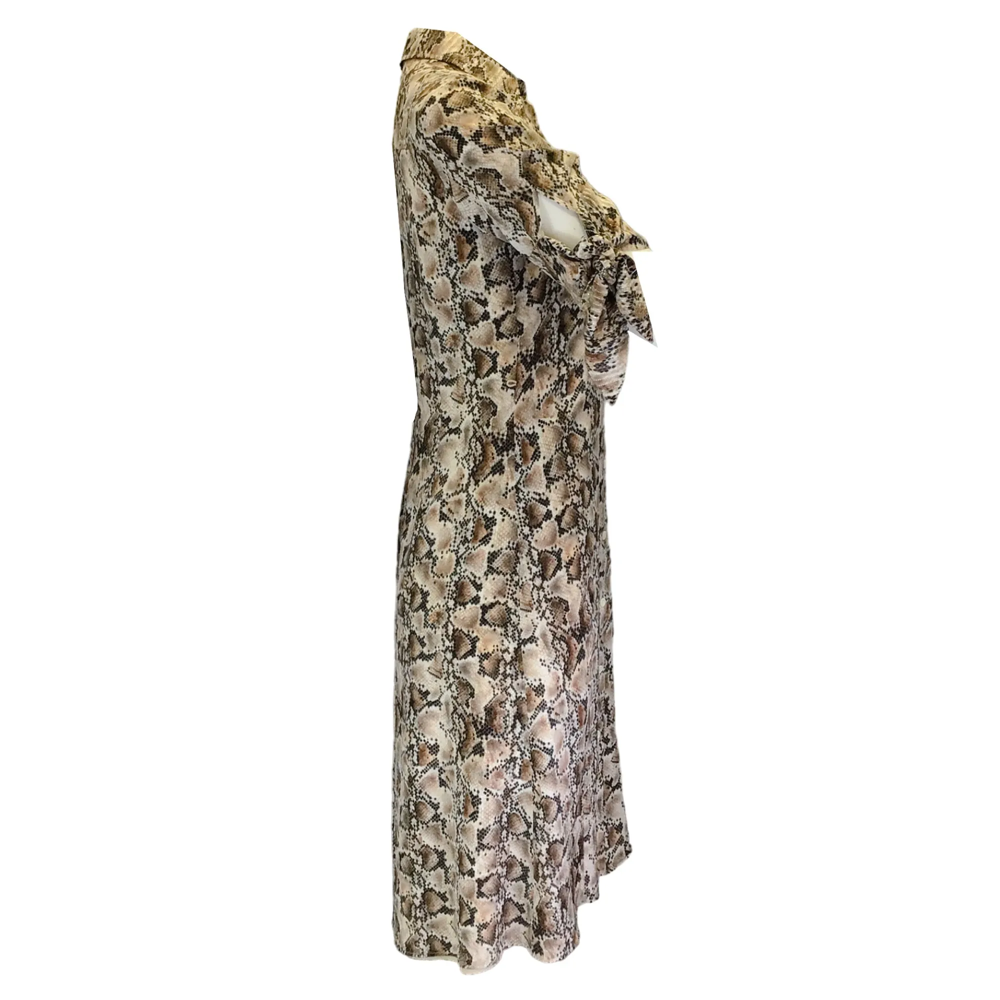 Altuzarra Taupe Multi Snakeskin Print Button-down Silk Shirtdress