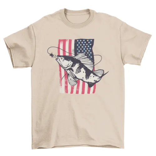 American flag fishing t-shirt