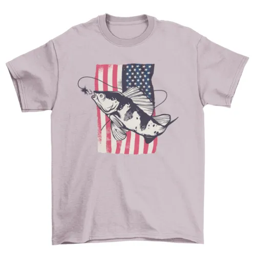 American flag fishing t-shirt