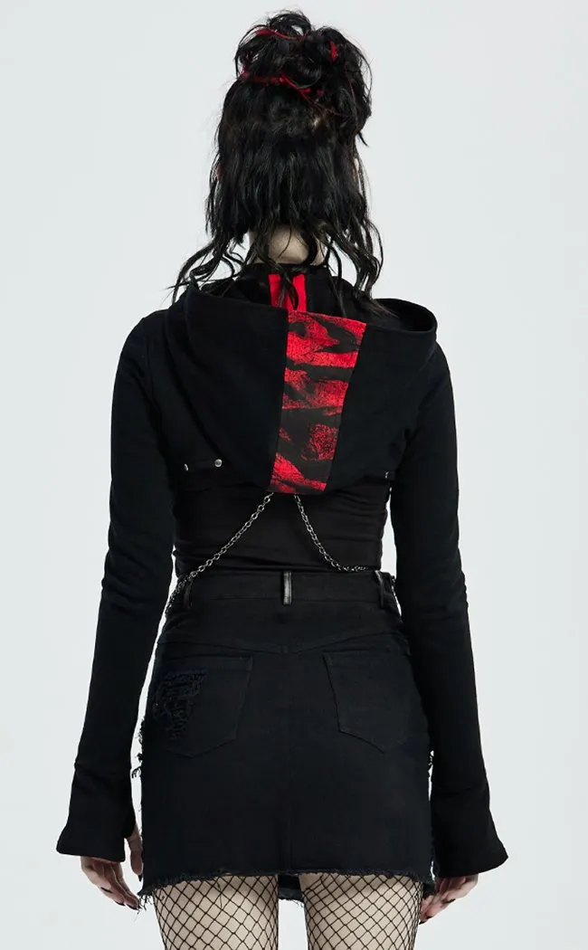 Anathema Cropped Hood | Black & Red