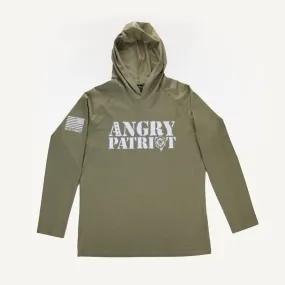 Angry Patriot Army Green Long Sleeve Lightweight Performance Hoodie