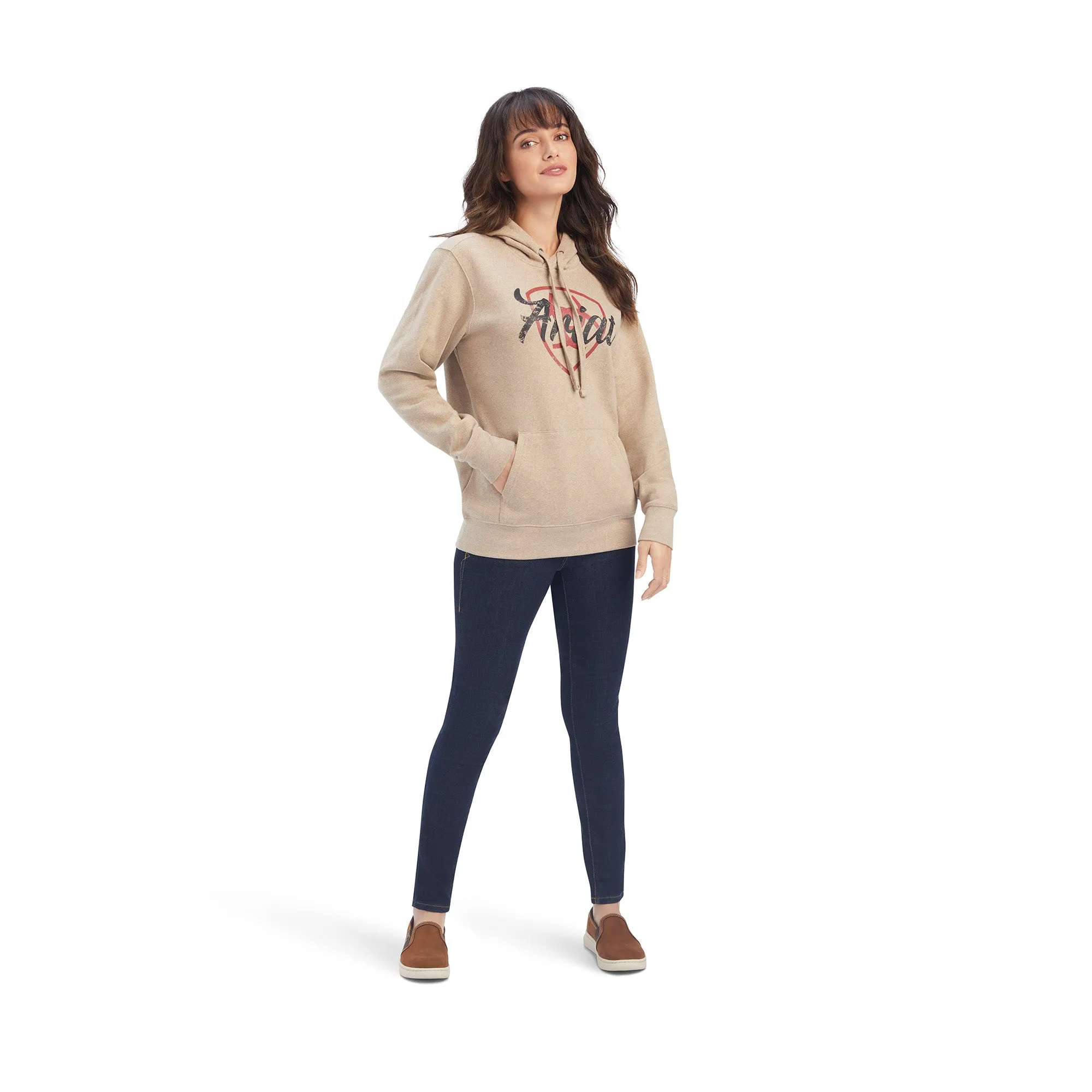 Ariat® Ladies R.E.A.L Shield Logo Oatmeal Heather Hoodie 10041660