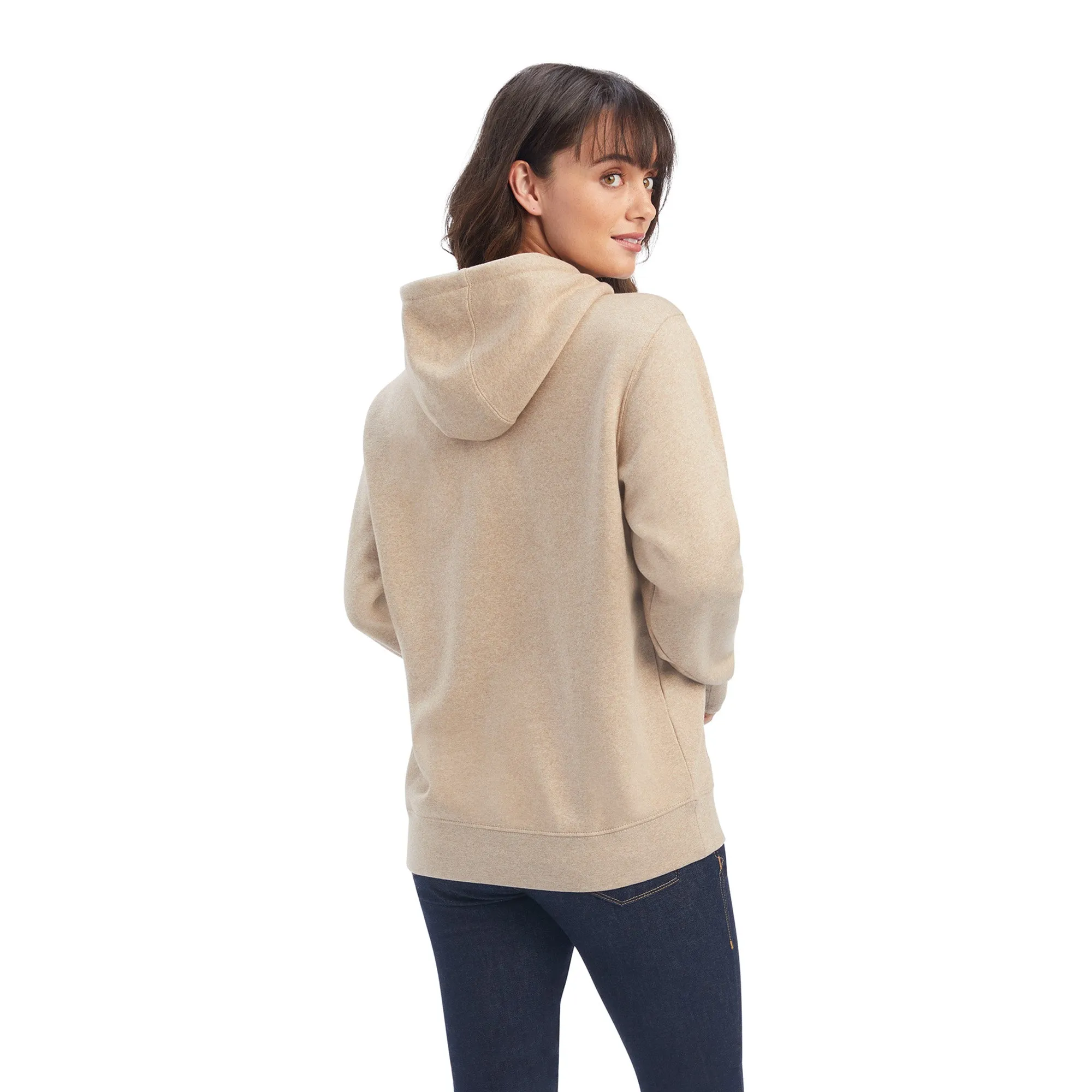 Ariat® Ladies R.E.A.L Shield Logo Oatmeal Heather Hoodie 10041660