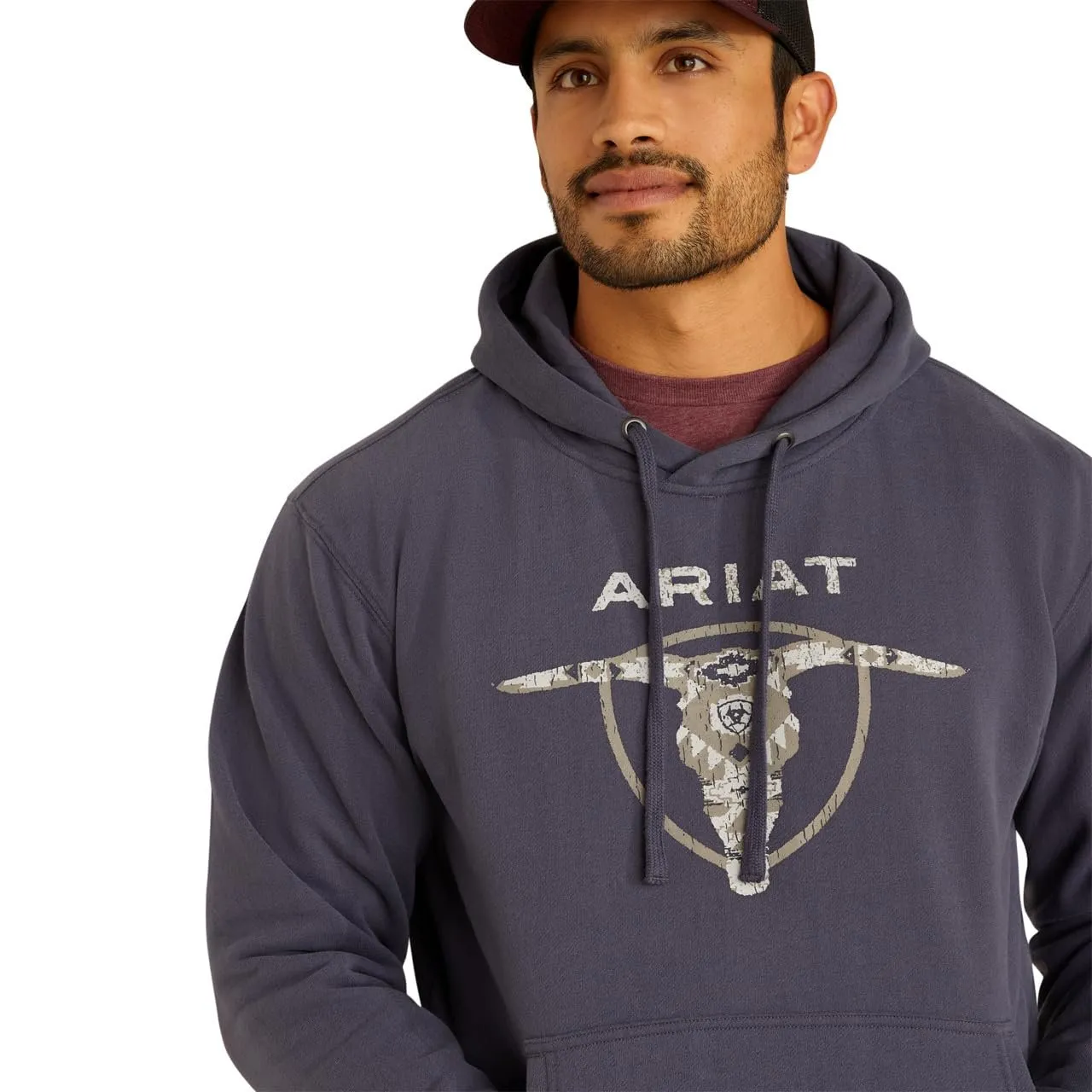 Ariat Men's Southwestern Longhorn Hoodie, Odyssey Grey