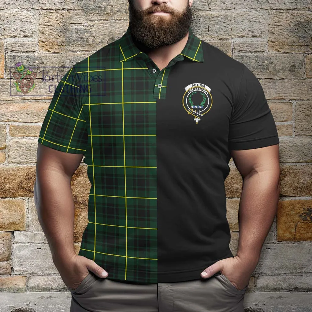 Arthur Modern Tartan Polo Shirt with Family Crest and Half Of Me Style