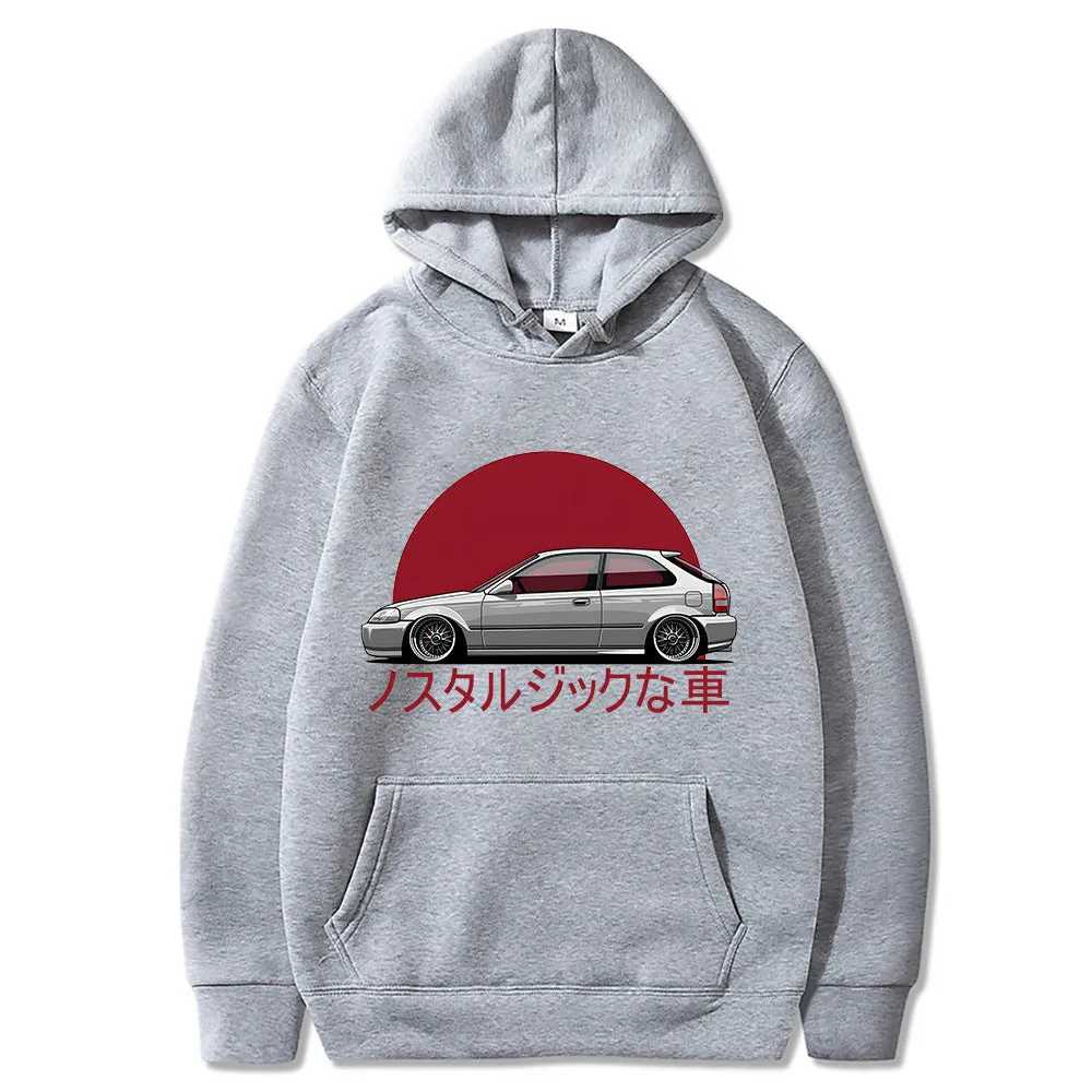 Autumn Nostalgic Car Hoodie Jdm Comic Printing Tracksuit Men