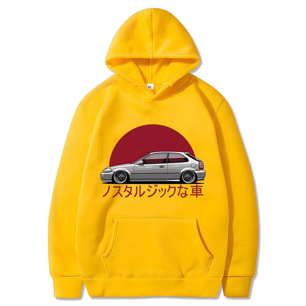 Autumn Nostalgic Car Hoodie Jdm Comic Printing Tracksuit Men