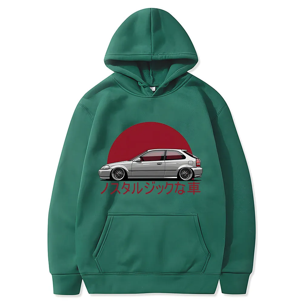 Autumn Nostalgic Car Hoodie Jdm Comic Printing Tracksuit Men