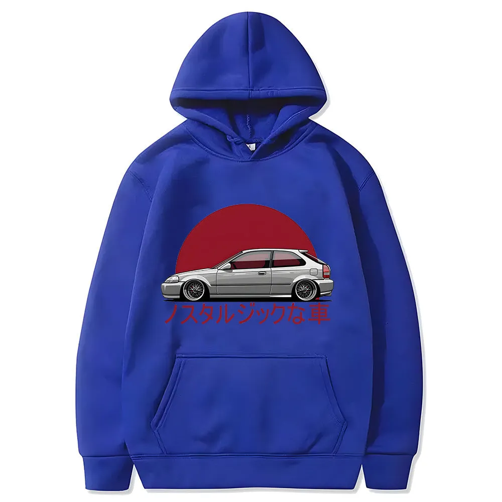 Autumn Nostalgic Car Hoodie Jdm Comic Printing Tracksuit Men