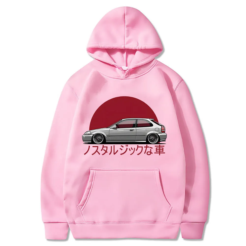 Autumn Nostalgic Car Hoodie Jdm Comic Printing Tracksuit Men