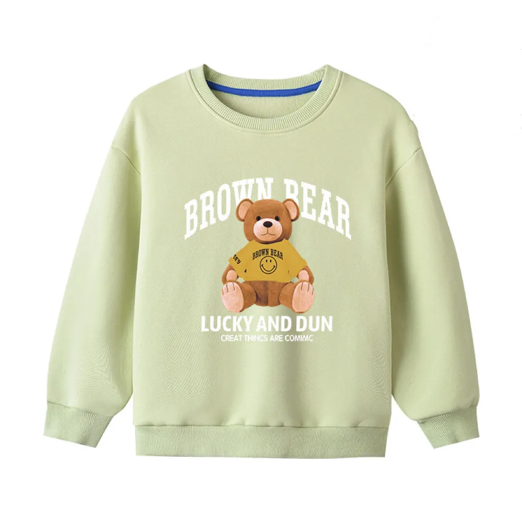 Baby Bear And Letter Print Pattern Pullover Cotton Long Sleeve Hoodies by MyKids-USA™