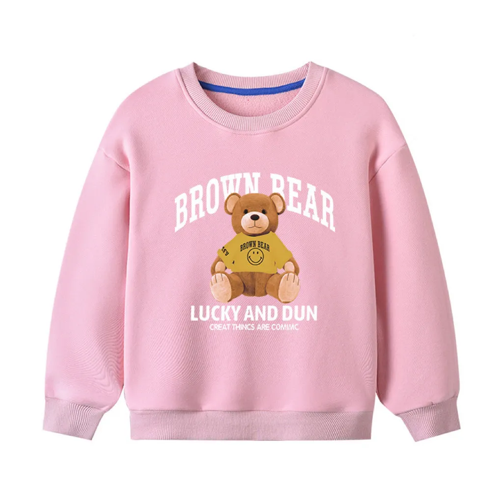 Baby Bear And Letter Print Pattern Pullover Cotton Long Sleeve Hoodies by MyKids-USA™