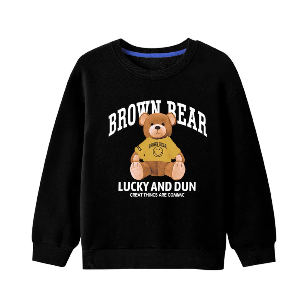 Baby Bear And Letter Print Pattern Pullover Cotton Long Sleeve Hoodies by MyKids-USA™