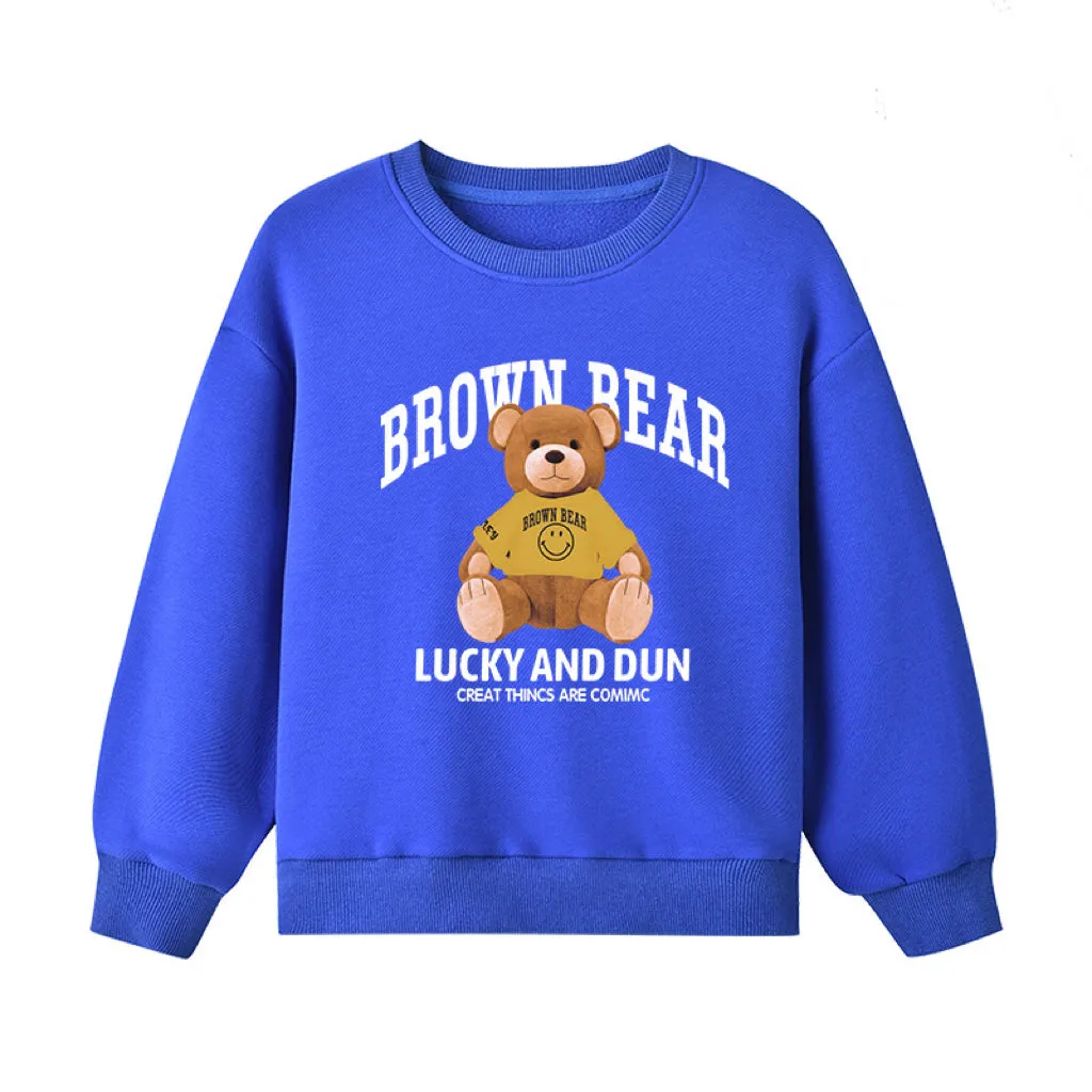 Baby Bear And Letter Print Pattern Pullover Cotton Long Sleeve Hoodies by MyKids-USA™