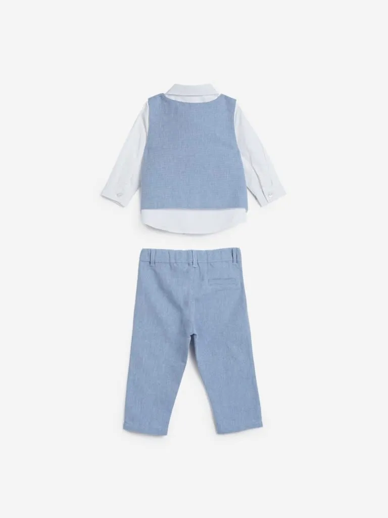 Baby HOP Blue Shirt, Waistcoat, Bow And Shorts