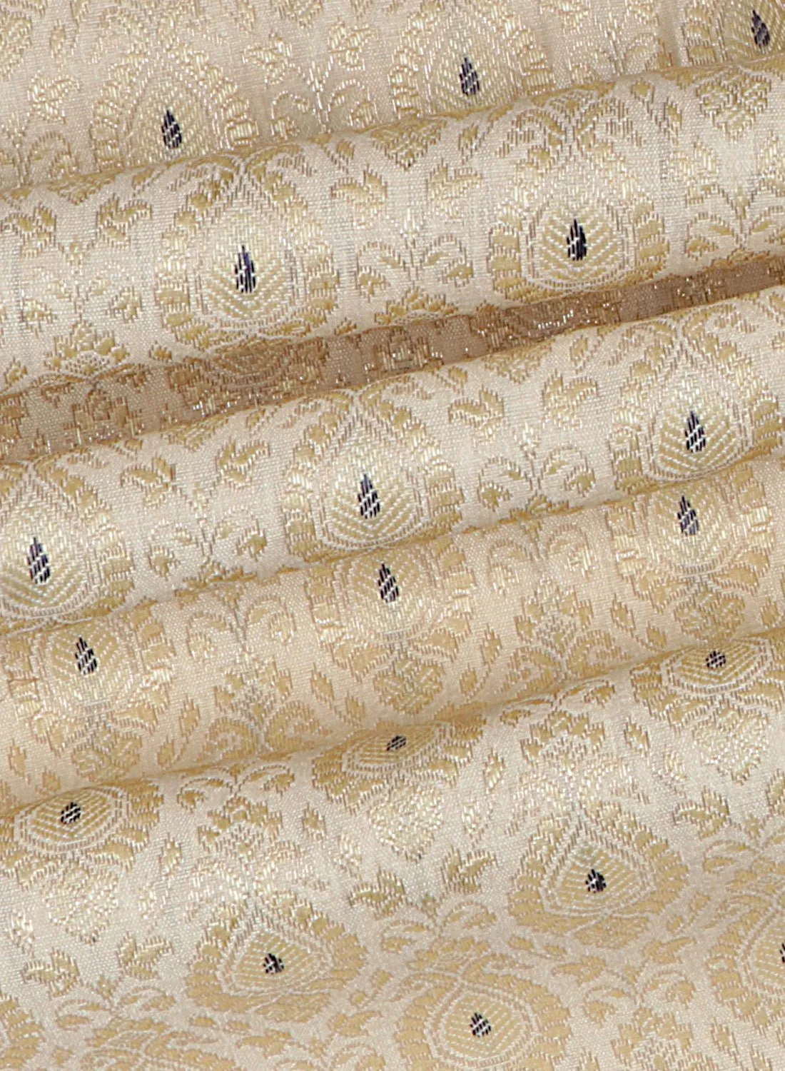 Banarasi Meena Jari Beige and Royal Blue Silk Blend Fabric