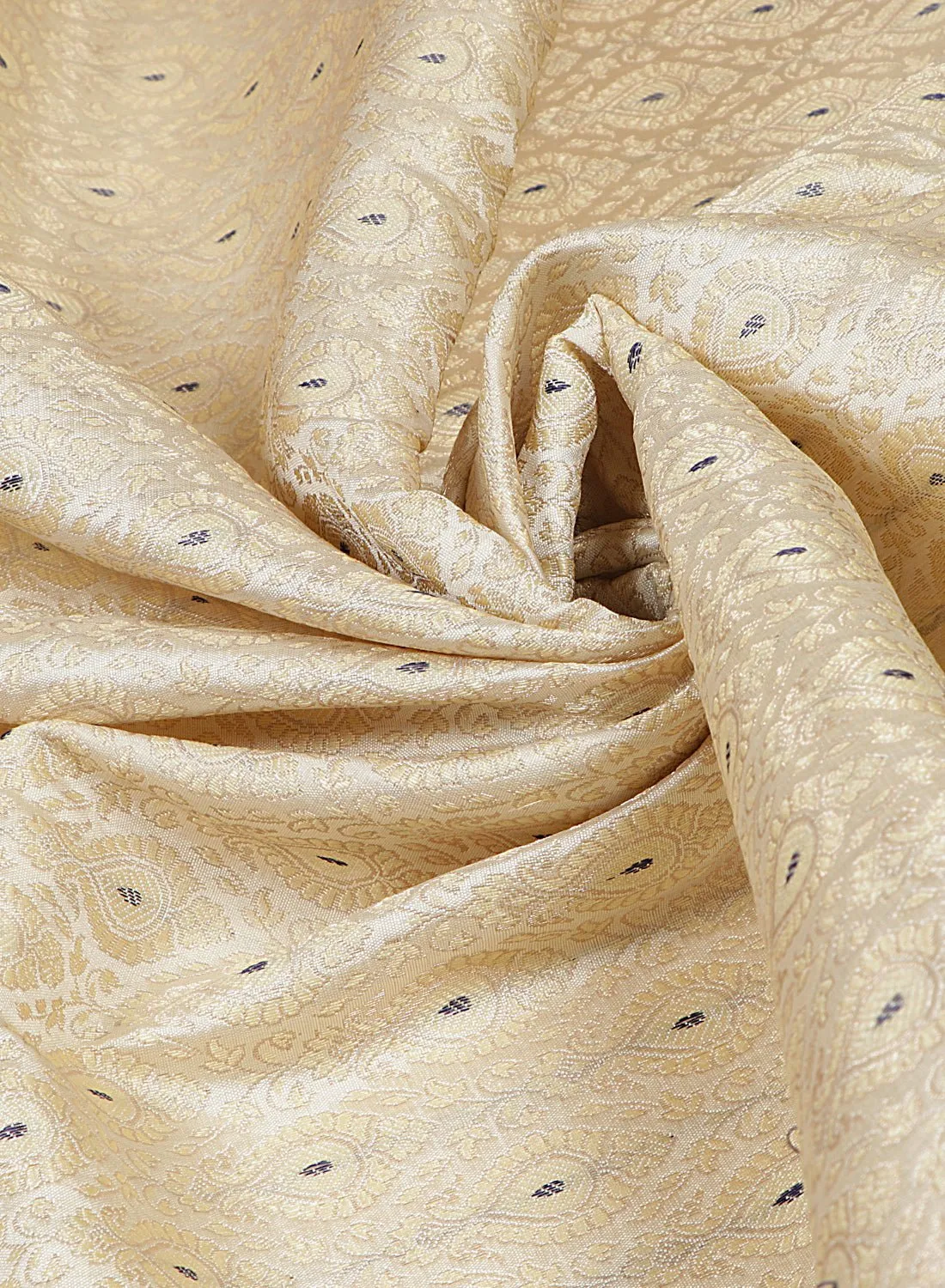 Banarasi Meena Jari Beige and Royal Blue Silk Blend Fabric