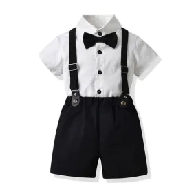 Barlow - Boys Cotton Toddler Gentleman Clothes Sets - Black & White Suit Set