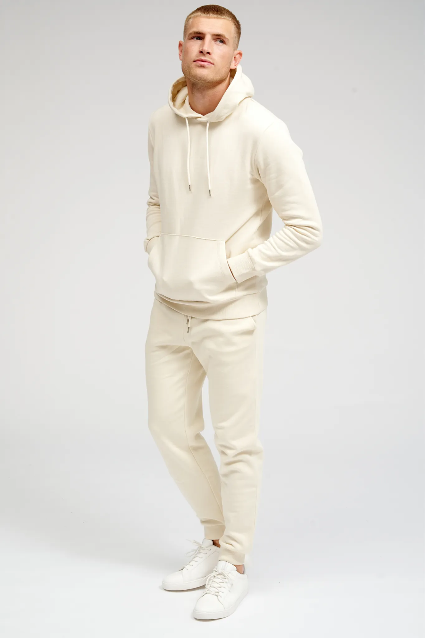 Basic Hoodie Sweat - Lys Beige