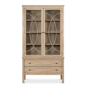 Beige 2-Door/Drawer Bookcase Cabinet