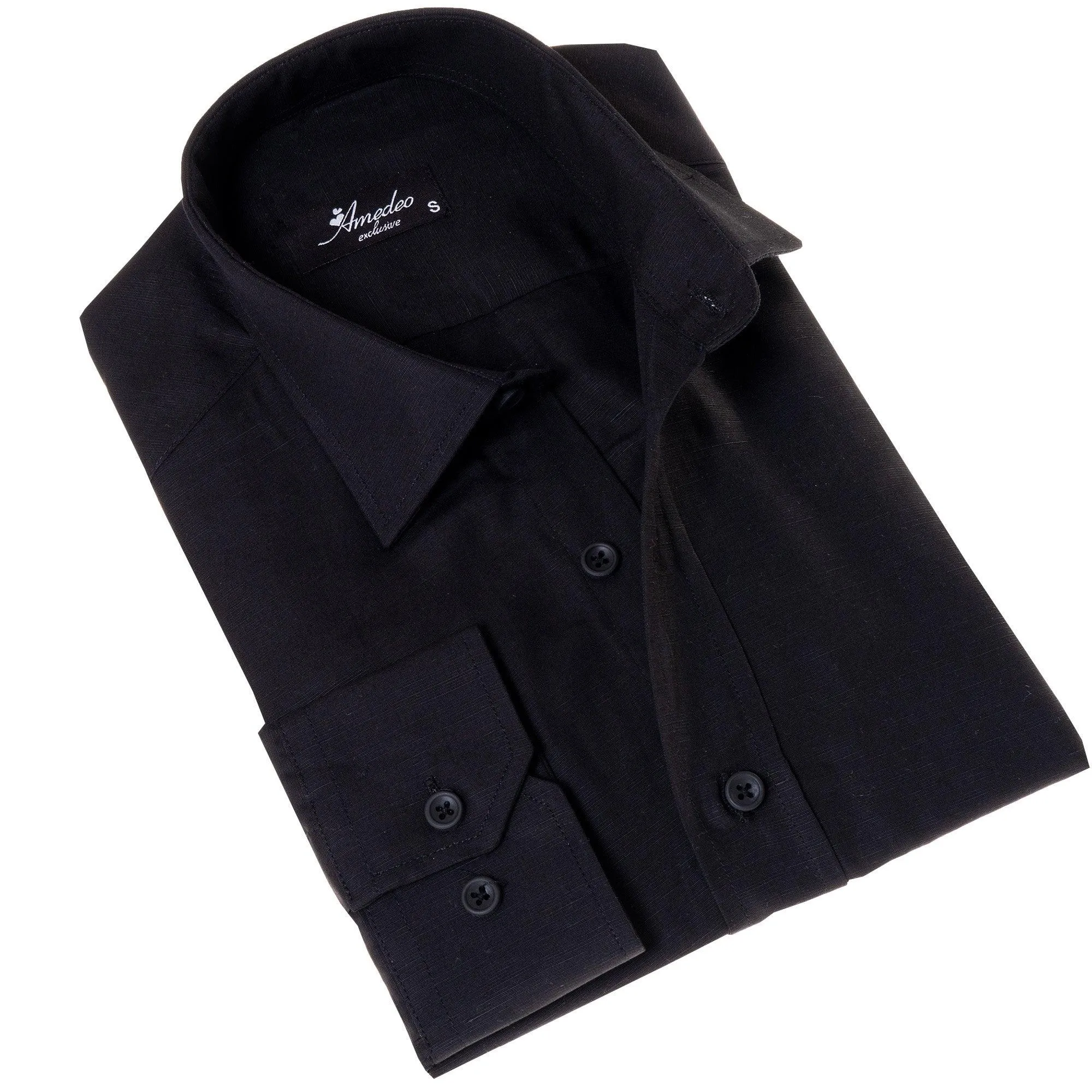 Black European Linen Tailor Fit Shirt