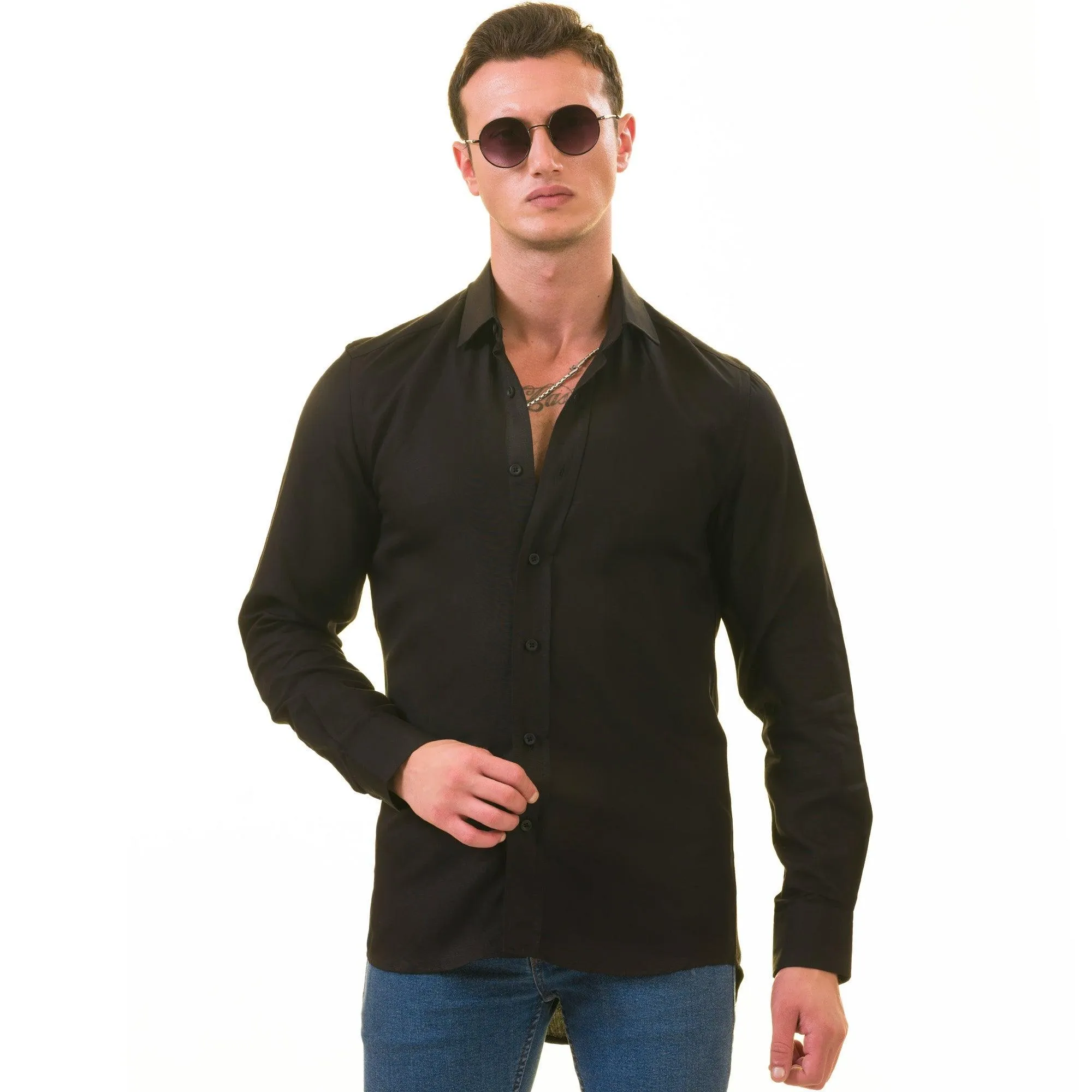 Black European Linen Tailor Fit Shirt