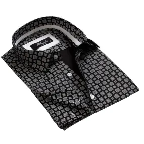 Black&Grey Squared Slim Fit Cufflink Shirt