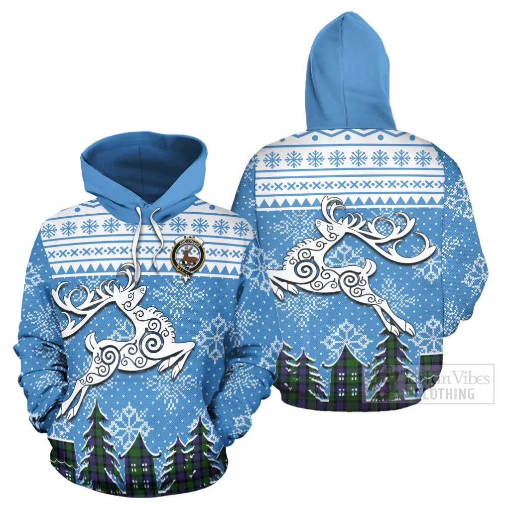 Blair Clan Christmas Hoodie Celtic Reindeer Style