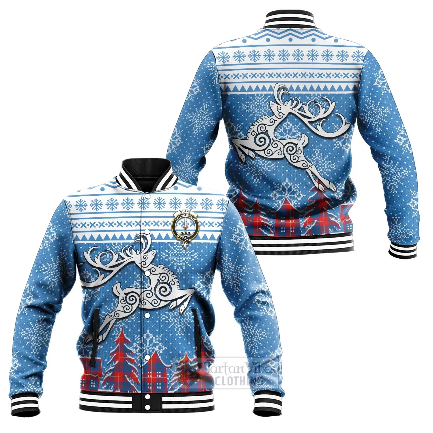 Blane Clan Christmas Baseball Jacket Celtic Reindeer Style