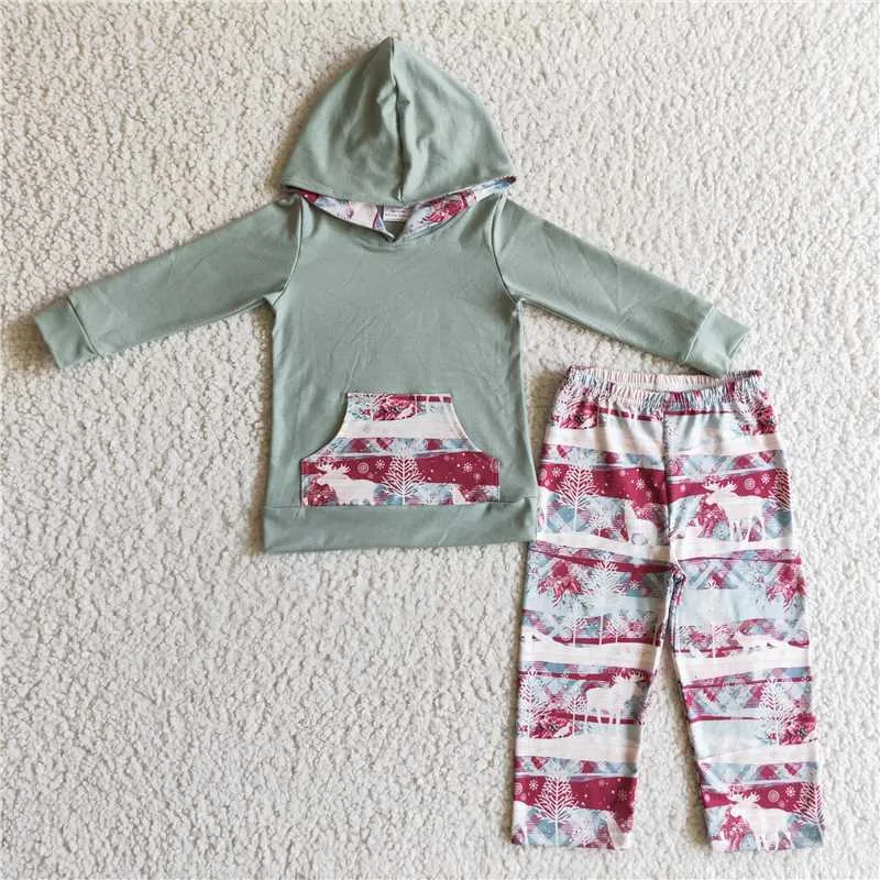 boys Xmas reindeer hoodies suits BLP0102