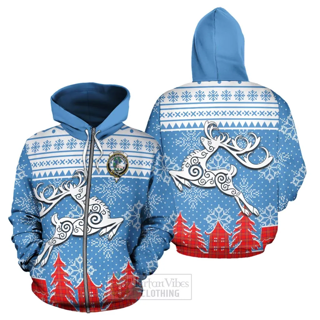 Burnett Clan Christmas Hoodie Celtic Reindeer Style