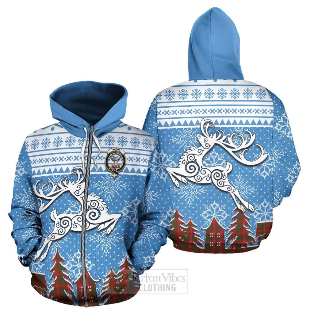 Burns Clan Christmas Hoodie Celtic Reindeer Style