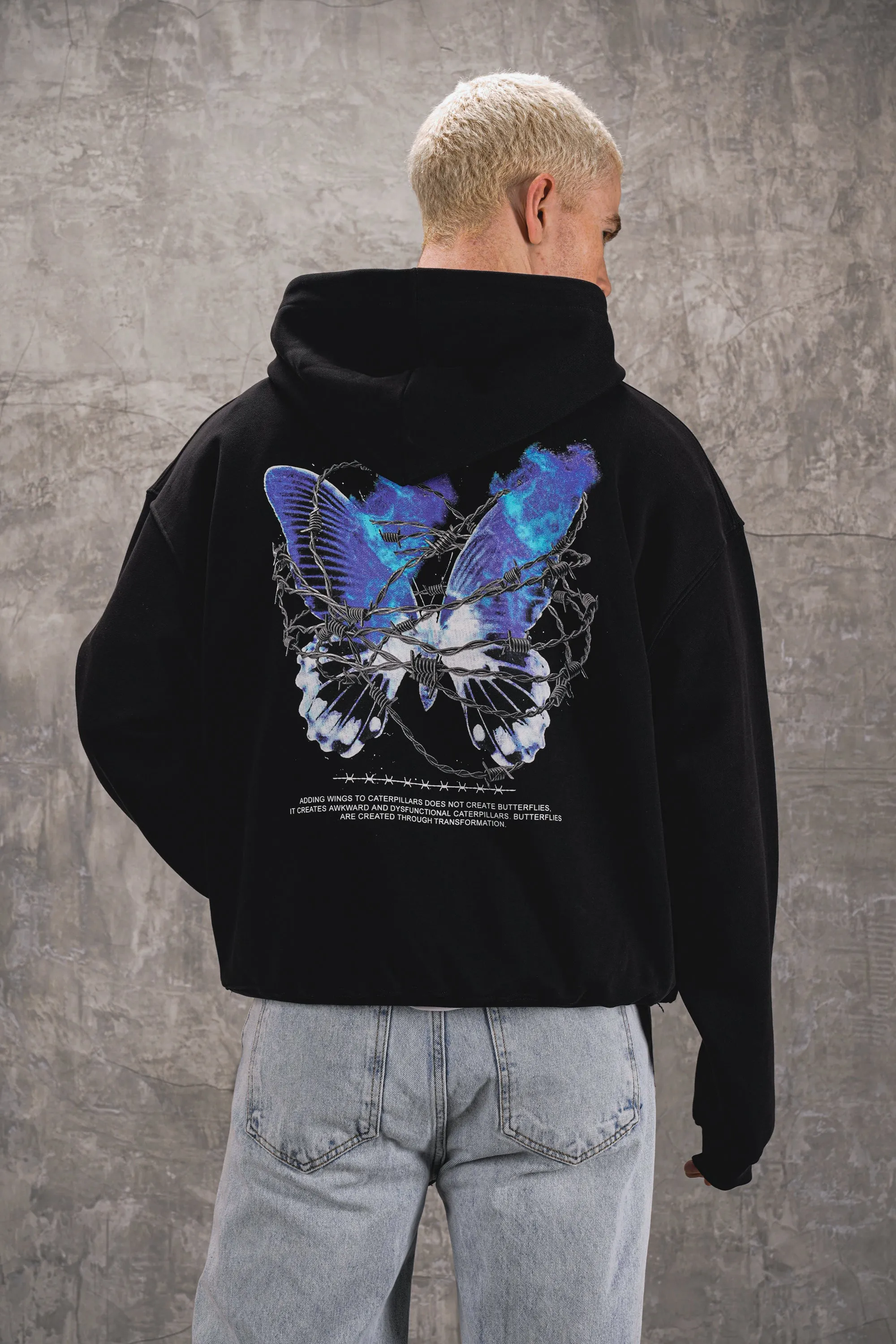 Butterfly Effect 480GSM Oversized Hoodie - Jet Black