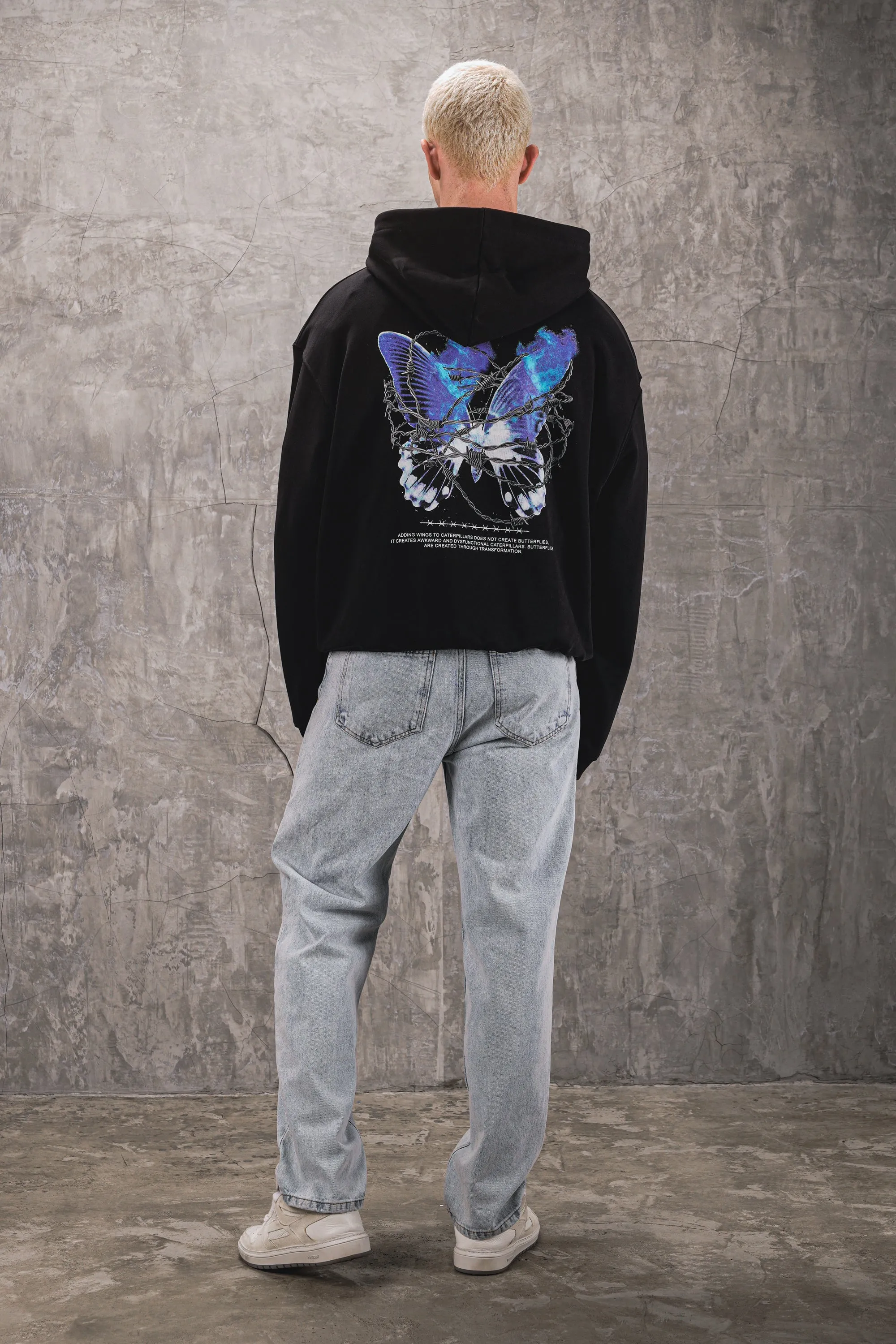 Butterfly Effect 480GSM Oversized Hoodie - Jet Black