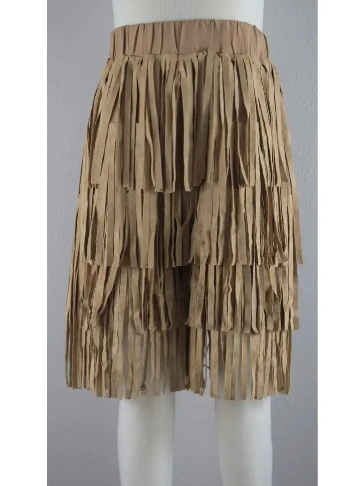 Camel Fringe Shorts