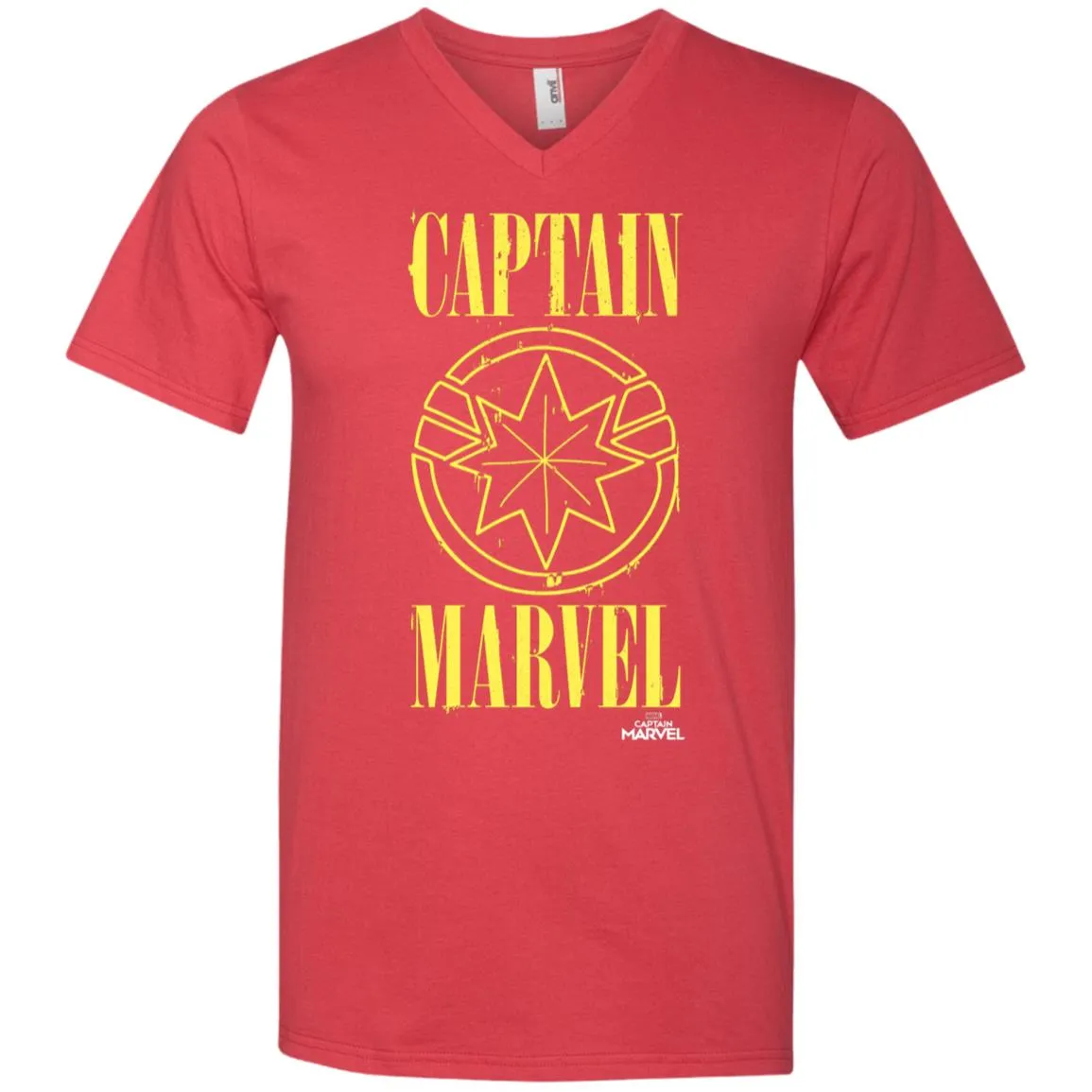 Captain Marvel Yellow Paint Drip Logo Men V-Neck T-Shirt