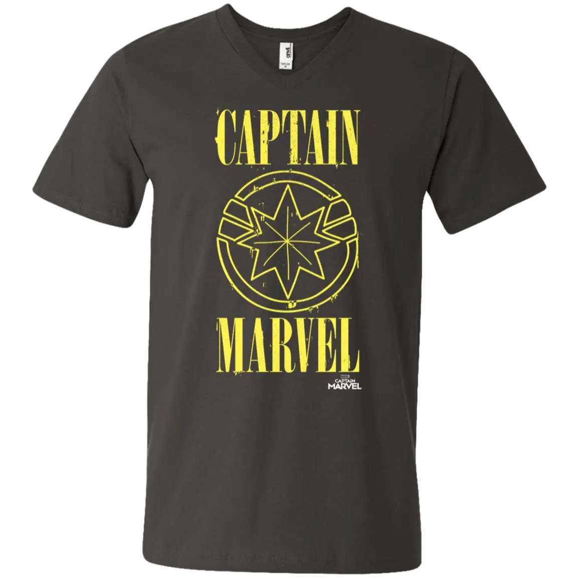 Captain Marvel Yellow Paint Drip Logo Men V-Neck T-Shirt