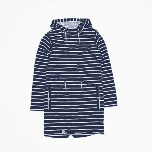 Cara Rain Parka - Navy Stripe