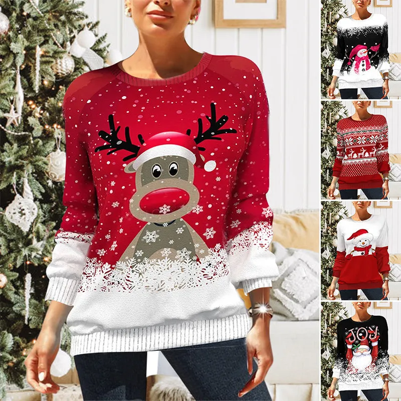 Christmas Print Raglan Sleeve Sweatshirt