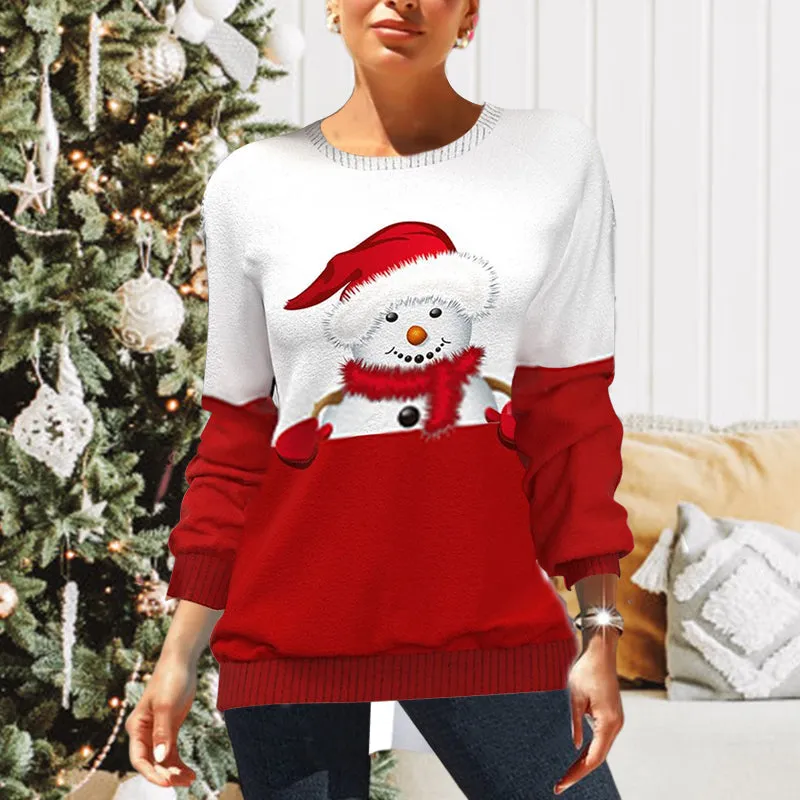 Christmas Print Raglan Sleeve Sweatshirt