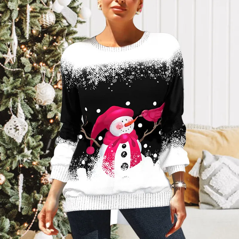 Christmas Print Raglan Sleeve Sweatshirt