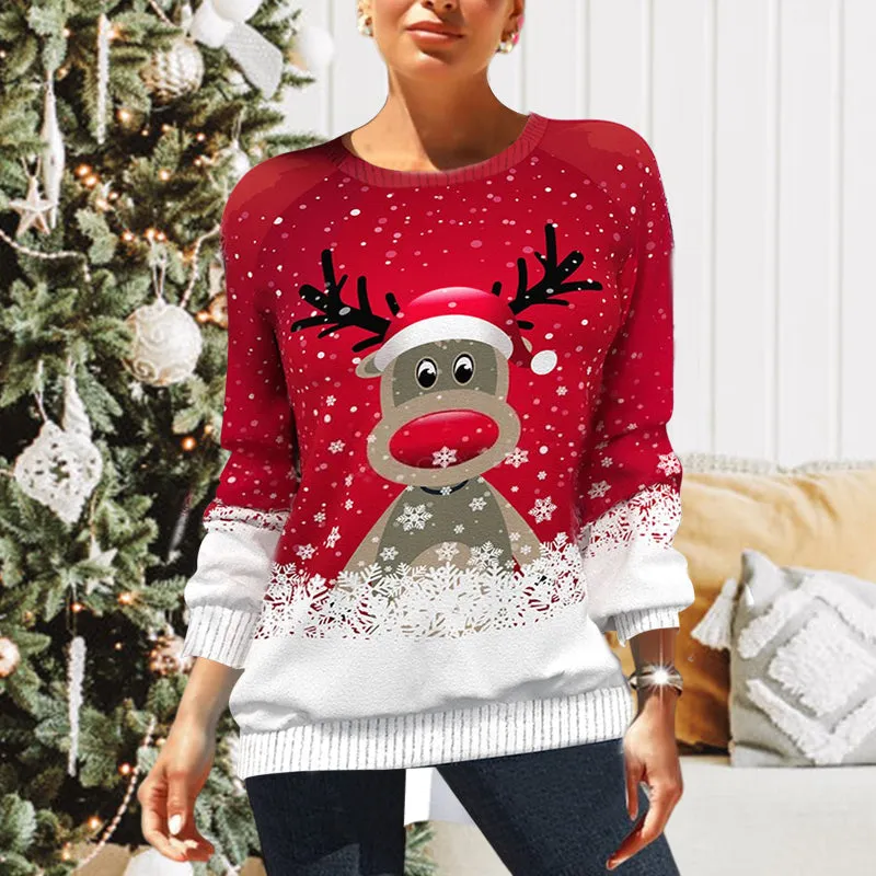 Christmas Print Raglan Sleeve Sweatshirt